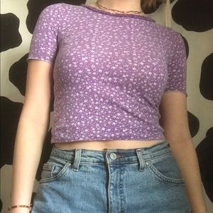 purple flower crop top